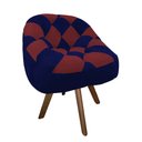 Ver imagem 2 de Poltrona Paloma Escritório Sala Giratória Madeira Suede Azul Marinho e Suede Vinho - Dominic Decor