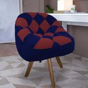 Ver imagem 1 de Poltrona Paloma Escritório Sala Giratória Madeira Suede Azul Marinho e Suede Vinho - Dominic Decor