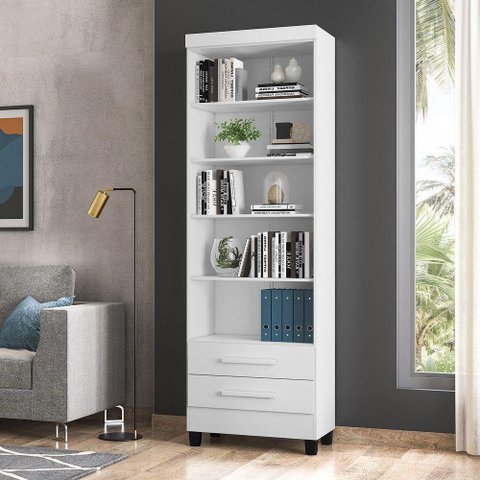 Livreiro Multiuso 2 Gavetas 3420 Qmovi Branco