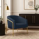 Ver imagem 1 de Poltrona Sala Industrial Alta Dourado Stella Suede D03 - D’Rossi
