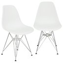 Ver imagem 1 de Kit 2 Cadeiras Charles Eames Eiffel Base Metal Cromado Branca