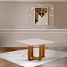 Mesa de Jantar Quadrada 4 Lugares Paris Tampo com Vidro e Madeira Maciça Móveis Mix Mel/off-white - 2