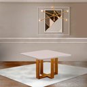 Ver imagem 2 de Mesa de Jantar Quadrada 4 Lugares Paris Tampo com Vidro e Madeira Maciça Móveis Mix Mel/off-white