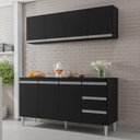 Ver imagem 2 de Kit de Cozinha Andréia Balcão 160cm Preto com Tampo Mdp e Aéreo - Ajl Móveis