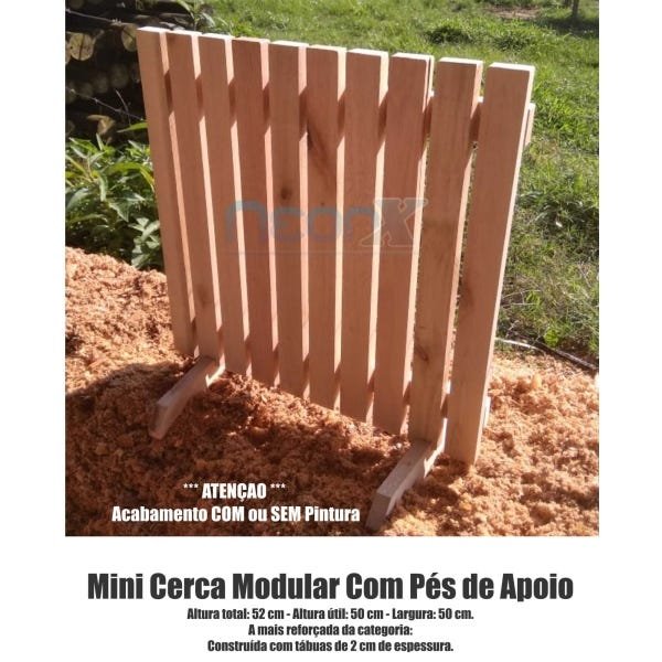 Cerca para Jardim Horta Decoração, Interna ou Externa com Pés 50x50 cm COM Pintura NeonX - Amarela - 3