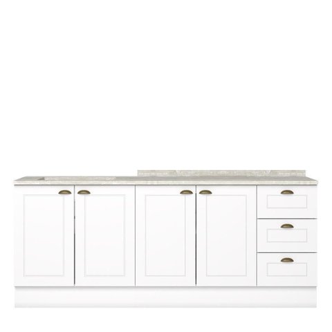 Cozinha Modulada Americana 2 Peças Balcões 120cm e 80cm Branco/calcare com Tampos Mdp - Móveis
