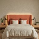 Ver mais imagens de Cabeceira Cama Casal Livia 140cm Orgânica Curva Bouclê Terracota - Montanari's Decor