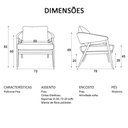 Ver imagem 4 de Poltrona Dubia Estofada em Linho Cru e Courino Caramelo Base Madeira Cor Amendoa - 55241