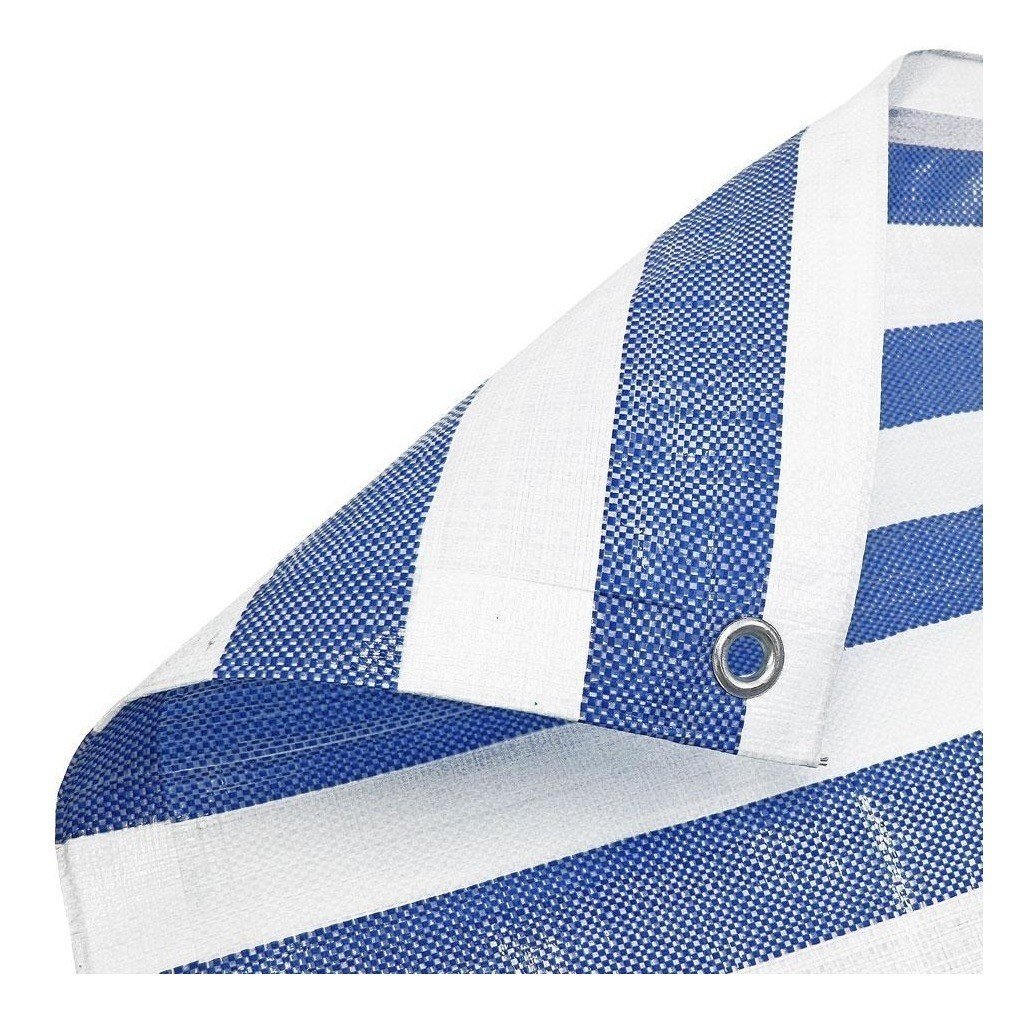 Lona Multiuso Listrada Barraca de Feira Azul/Branco 300 Micras - 11x8 - 1