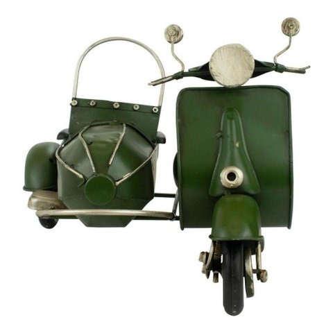 Motocicleta com Sidecar 17.5x27x20cm Estilo Retrô - Vintage
