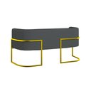 Ver imagem 6 de Kit 2 Poltronas + Sofá 2 Lugares Base de Metal Gold Corino Cor:cinza