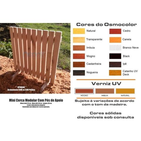 Cerca para Jardim Horta Decoração, Interna ou Externa com Pés 50x50 Cm com Pintura Neonx - Verniz Mo