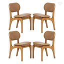 Ver imagem 1 de Kit 4 Cadeiras de Jantar Estofada Rafine Madeira Castanho Impermeável Marrom
