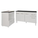 Ver imagem 1 de Armário Gabinete Camila 138 Cm com Tampo Tampão e Balcão Evelyn para Cooktop 5 Bocas Branco e