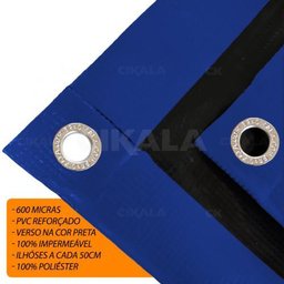 Lona CK600 4,5x2,5m Azul em Pvc Com Ilhós em Latão Para Caminhão e Transporte Carga 650gr/m² - 4