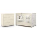 Ver imagem 1 de Jogo de Quarto Infantil Tutto New Cômoda 4 Gavetas e Berço Off White com Capitonê - Matic Móveis