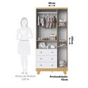 Ver imagem 3 de Guarda Roupa Bebê 3 Portas 3 Gavetas 92cm com Pés Palito MDF Levy Yescasa Amêndoa/Branco