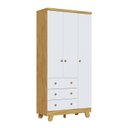 Ver imagem 2 de Guarda Roupa Infantil 3 Portas 3 Gavetas 92cm Levy Espresso Móveis Amêndoa/Branco Brilho