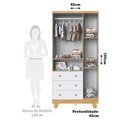 Ver imagem 3 de Guarda Roupa Infantil 3 Portas 3 Gavetas 92cm Levy Espresso Móveis Amêndoa/Branco Brilho