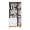 Ver imagem 4 de Guarda Roupa Infantil 3 Portas 3 Gavetas 92cm Levy Espresso Móveis Amêndoa/Branco Brilho