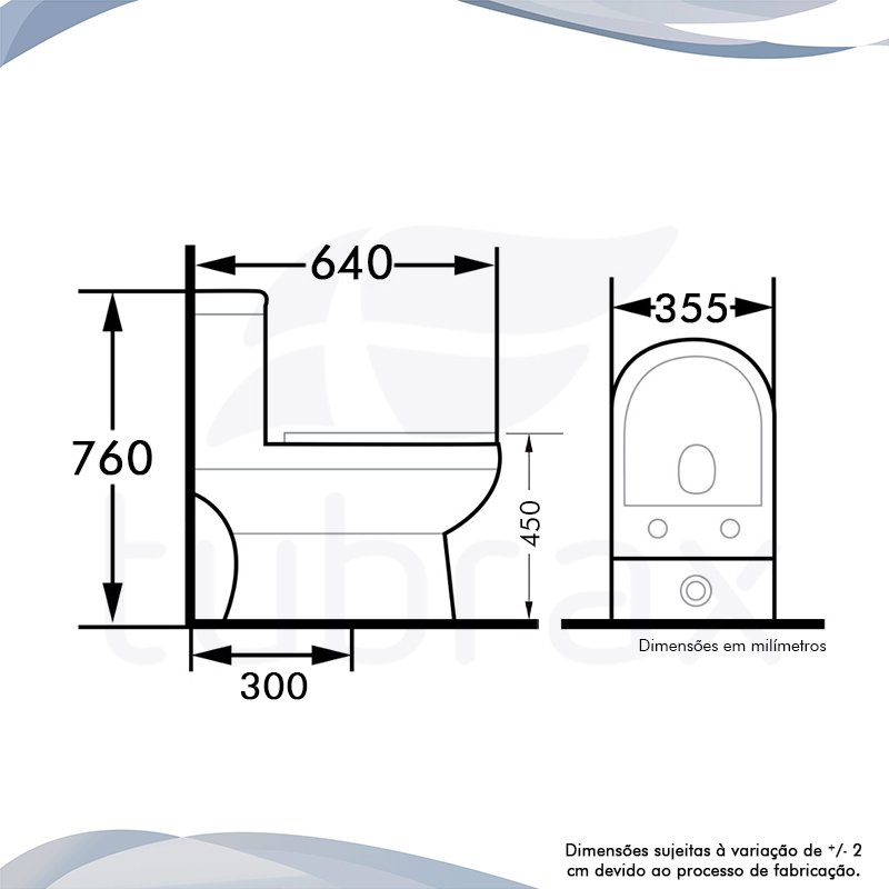 Vaso Sanitário Monobloco Cerâmica Modelo Una Tubrax – Branco - 6