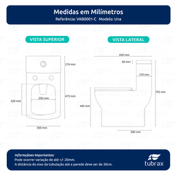 Vaso Sanitário Monobloco Cerâmica Modelo Una Tubrax – Branco - 2