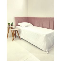 Cabeceira e Lateral Estofada para Quarto Infantil Rosa Livert Cama Box Solteiro - 4