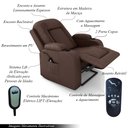 Ver imagem 3 de Poltrona do Papai Reclinável Massagem e Aquecimento com Elevação Idoso Lift 150° 2 Porta Copos Mark