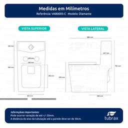 Vaso Sanitário Monobloco Cerâmica Modelo Diamante Tubrax - 3
