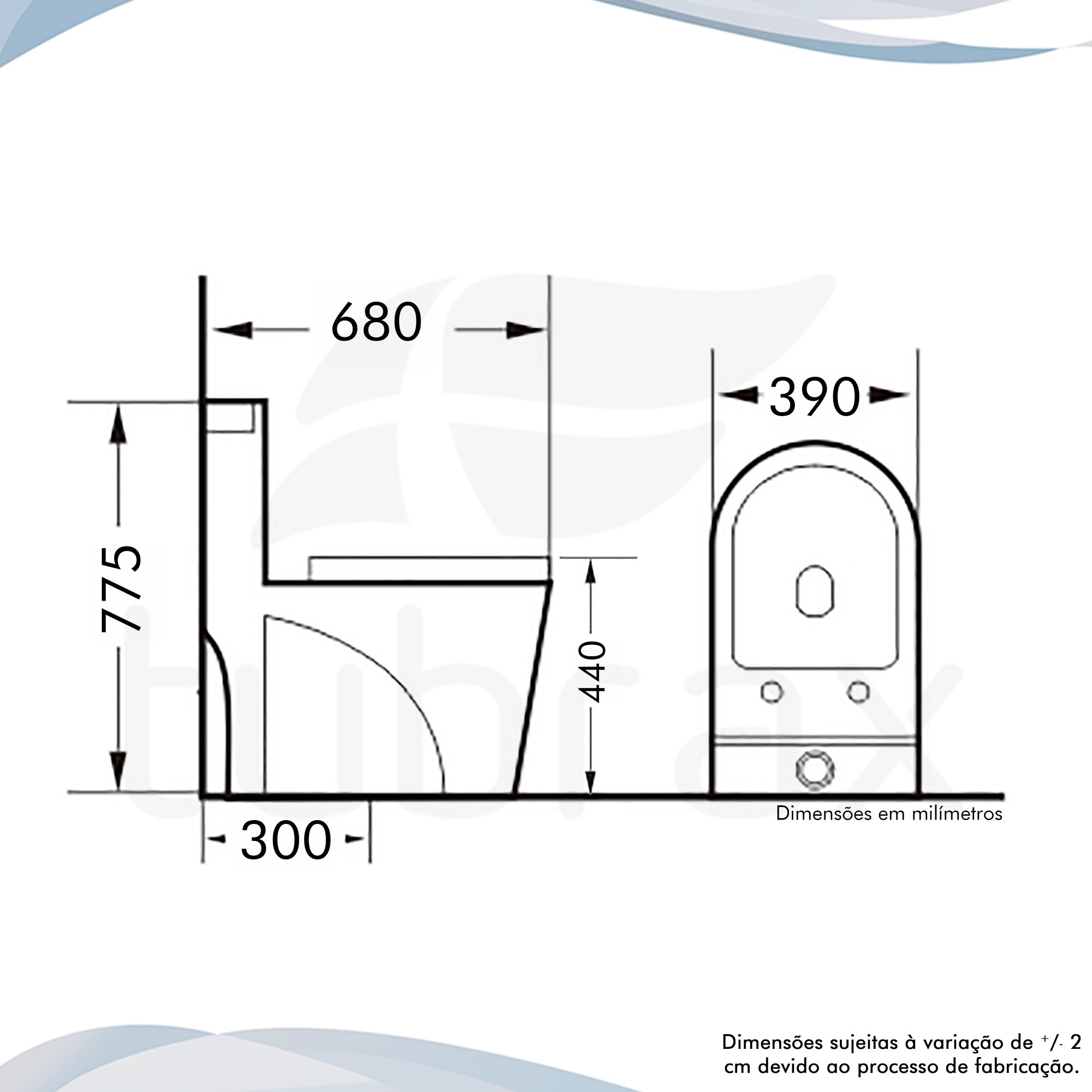 Vaso Sanitário Monobloco Cerâmica Modelo Unio Tubrax - 8