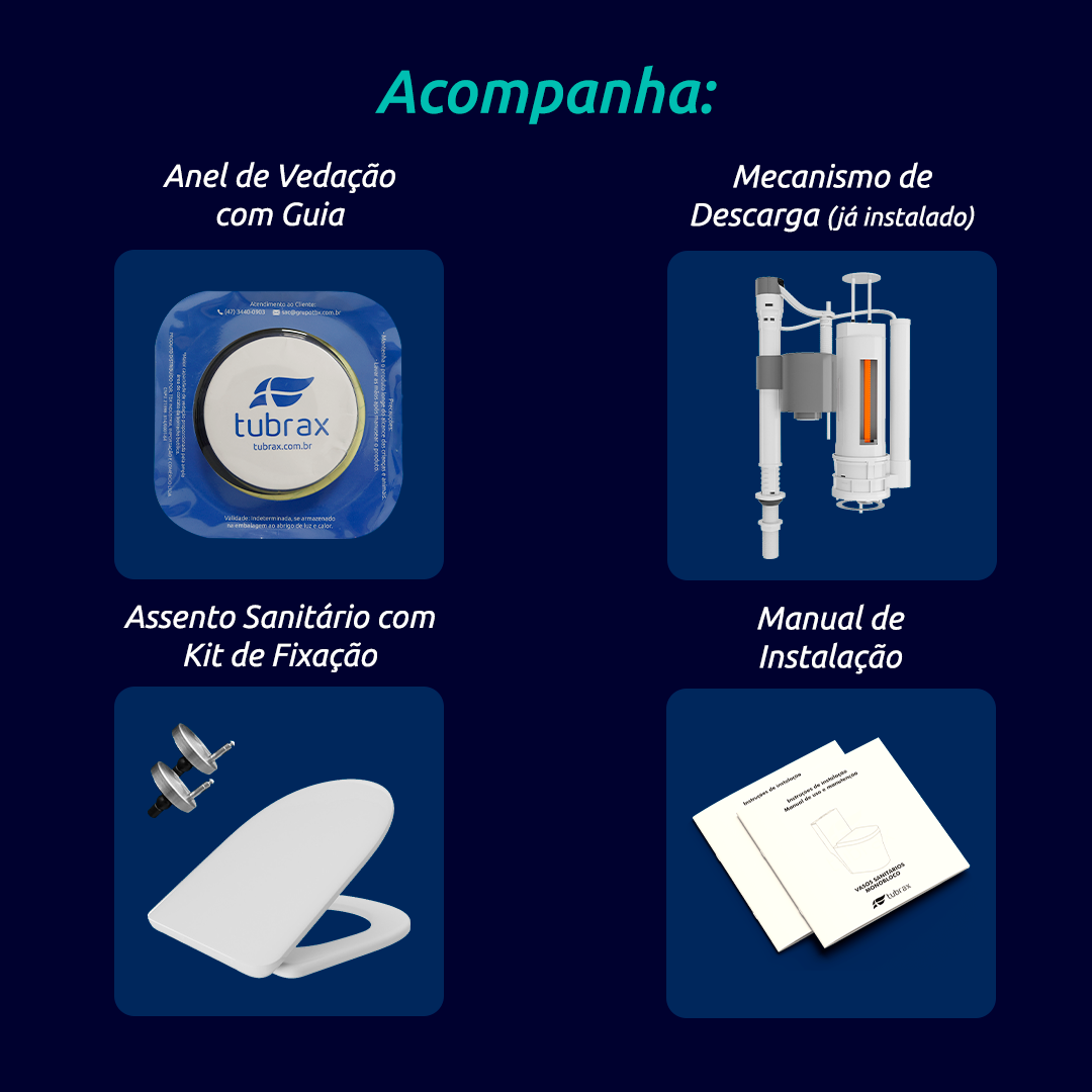 Vaso Sanitário Monobloco Cerâmica Modelo Unio Tubrax - 10