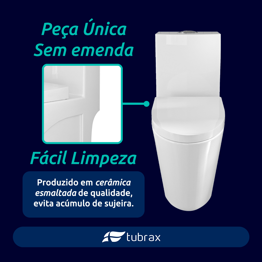 Vaso Sanitário Monobloco Cerâmica Modelo Unio Tubrax - 4