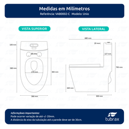 Vaso Sanitário Monobloco Cerâmica Modelo Unio Tubrax - 2