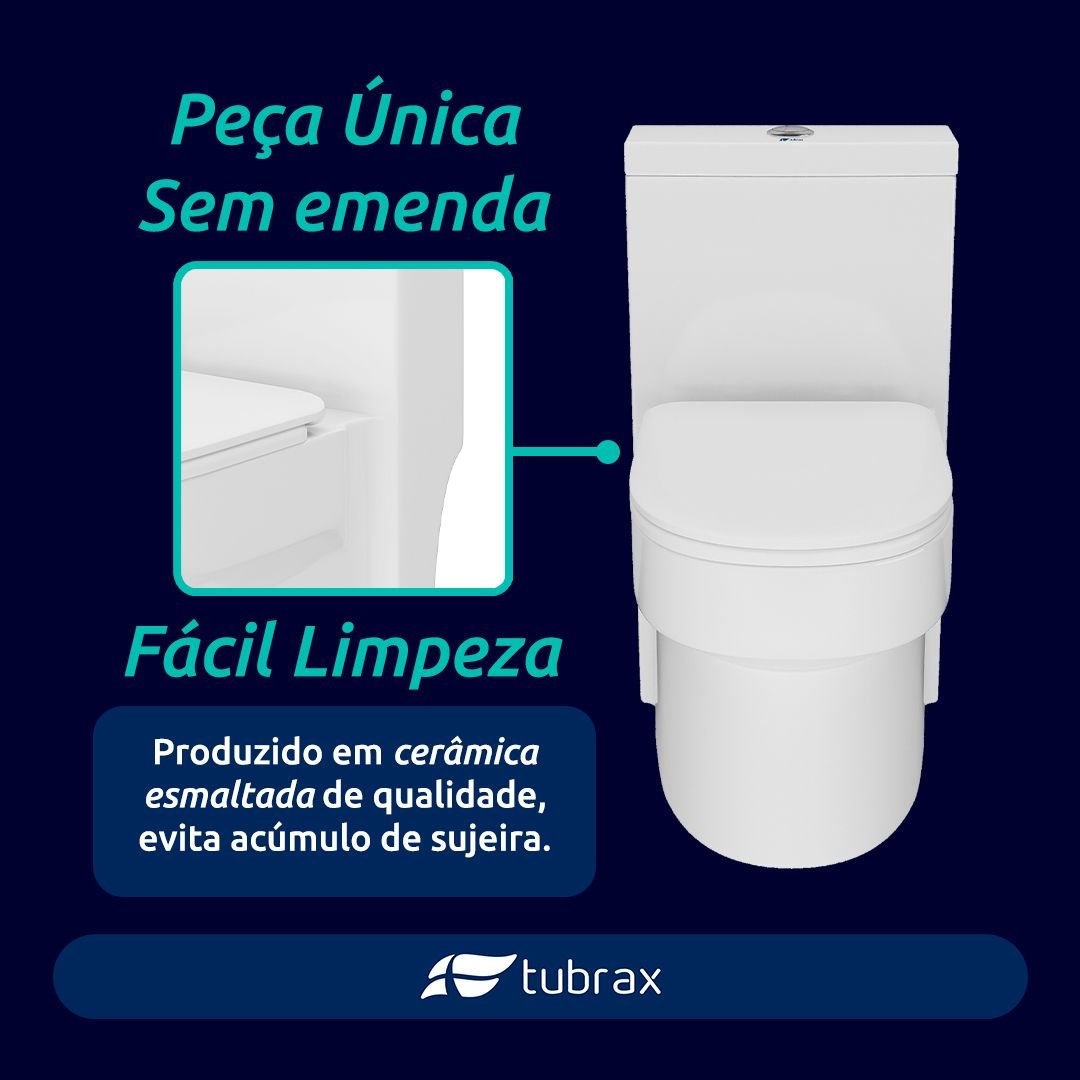 Vaso Sanitário Monobloco Cerâmica Modelo Navies Tubrax - 4