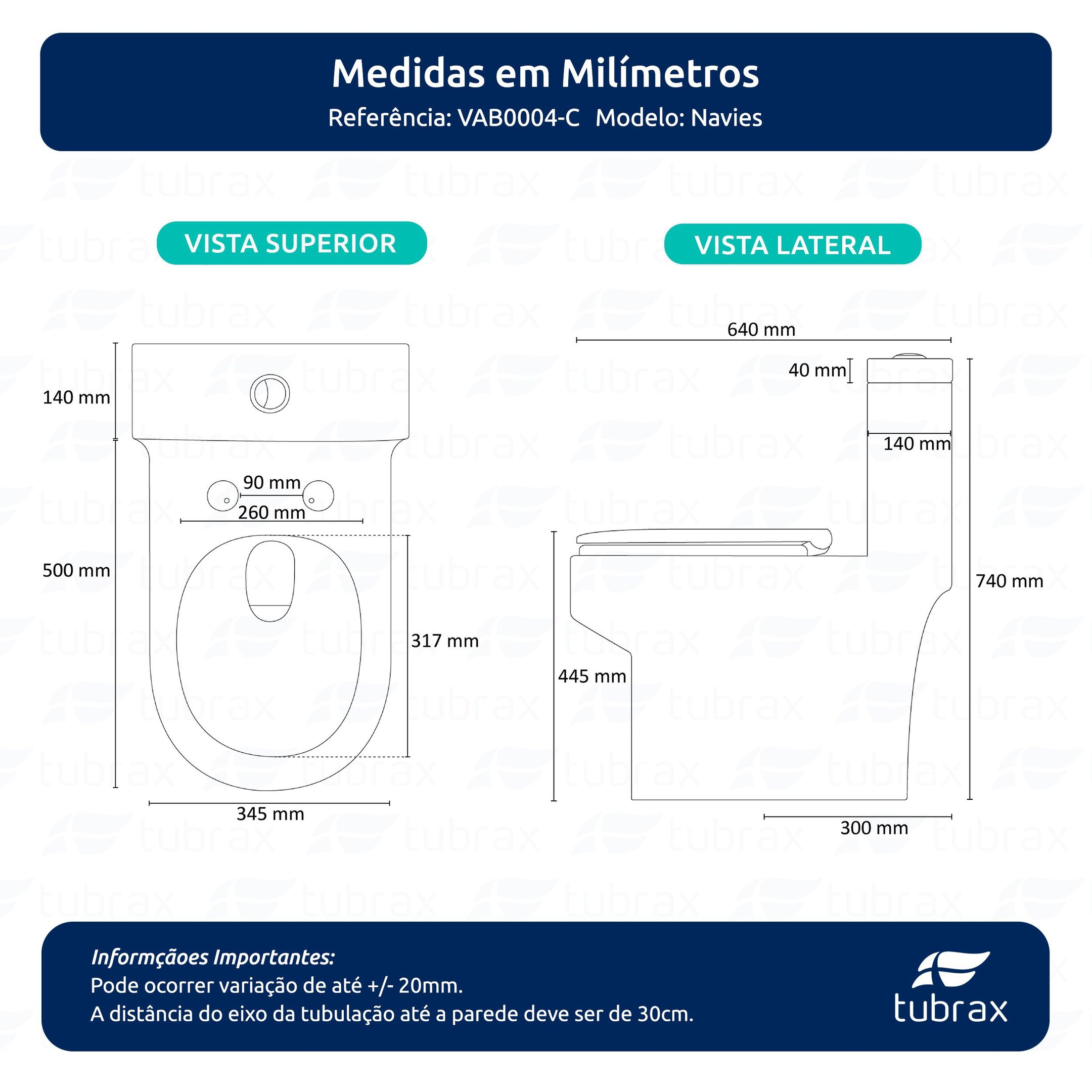 Vaso Sanitário Monobloco Cerâmica Modelo Navies Tubrax - 2
