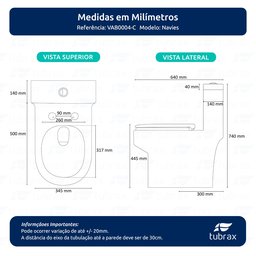 Vaso Sanitário Monobloco Cerâmica Modelo Navies Tubrax - 2
