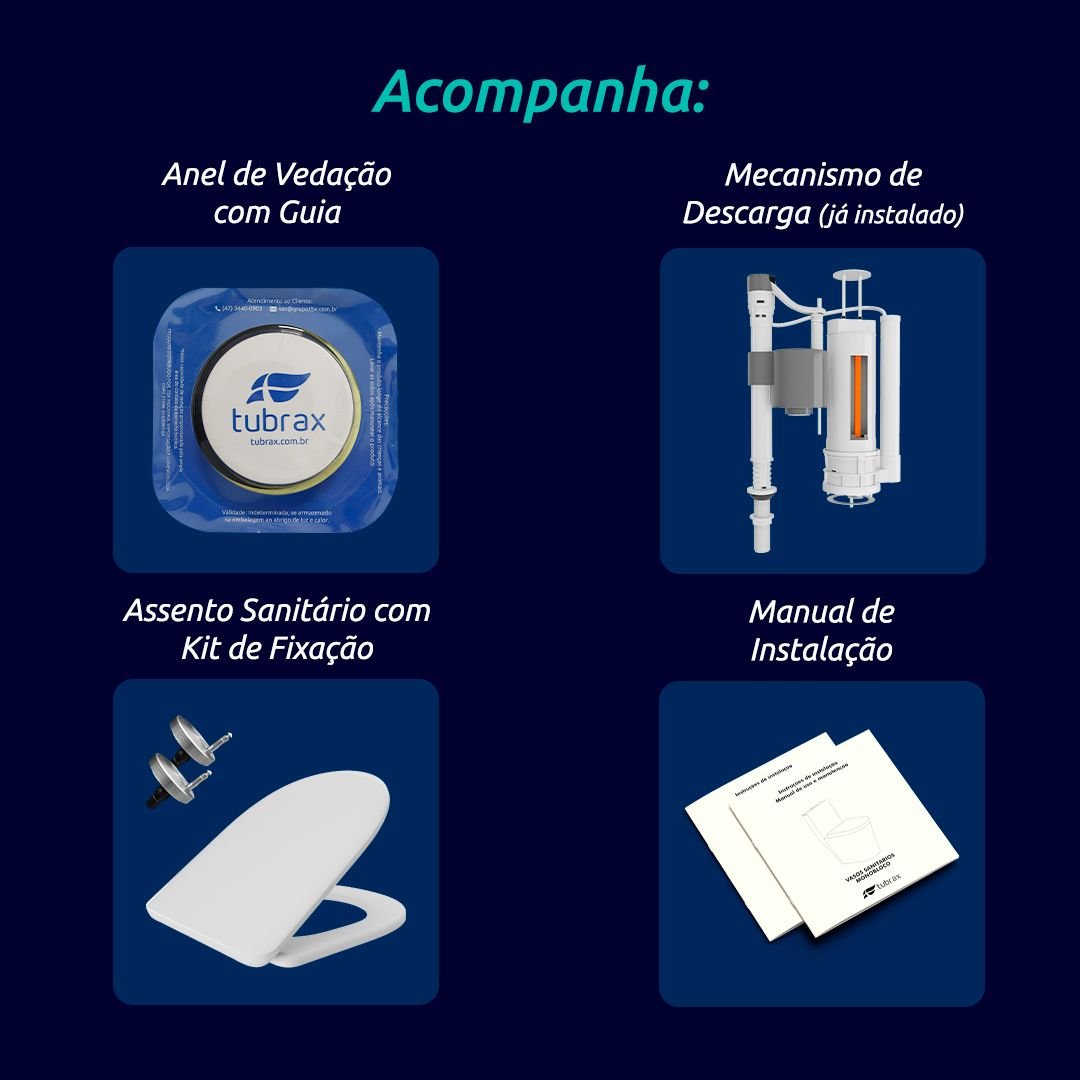 Vaso Sanitário Monobloco Cerâmica Modelo Navies Tubrax - 10
