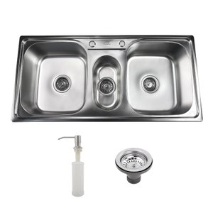 Cuba Inox Tripla Com Acessórios Pia Cozinha 100 X 48 Tubrax