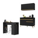 Ver imagem 1 de Cozinha Compacta com Bancada Americana 1 Porta Veneza Multimóveis Mp2207 Preto/dourado