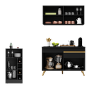 Ver imagem 4 de Cozinha Compacta com Bancada Americana 1 Porta Veneza Multimóveis Mp2207 Preto/dourado