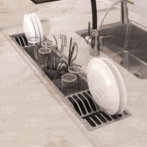 Calha Canal Úmida Organizador Escorredor 90 X 18 Inox Tubrax