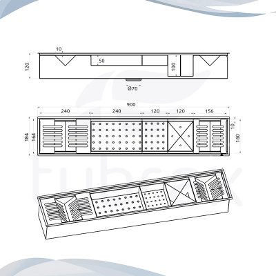 Calha Canal Úmida Organizador Escorredor 90 X 18 Inox Tubrax - 6