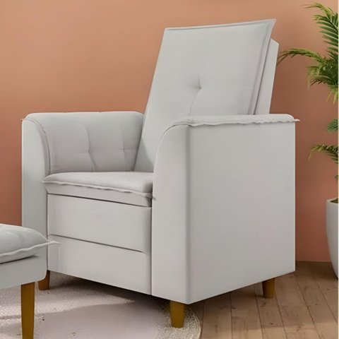 Poltrona para Sala Confortável Decorativa Londres Linho:cinza