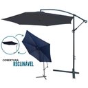 Ver imagem 1 de Ombrelone de Jardim Sombreiro Suspenso Cobertura Reclinavel 3m Azul P/ Piscina, Deck, Jardim - Impor