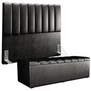 Ver imagem 1 de Kit Cabeceira Cama Box Casal 140cm Calçadeira Recamier Baú Dália W01 Couríssimo Preto - Lyam
