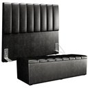 Ver imagem 1 de Kit Cabeceira Cama Box Casal 140cm Calçadeira Recamier Baú Dália W01 Couríssimo Preto - Lyam