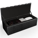 Ver imagem 4 de Kit Cabeceira Cama Box Casal 140cm Calçadeira Recamier Baú Dália W01 Couríssimo Preto - Lyam