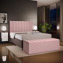 Ver imagem 6 de Kit Cabeceira Cama Box Casal King 195cm e Calçadeira Recamier Baú Dália W01 Linho Rosa - Lyam Decor