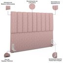Ver imagem 6 de Kit Cabeceira Cama Box Casal King 195cm e Calçadeira Recamier Baú Dália W01 Linho Rosa - Lyam Decor