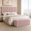 Ver imagem 4 de Kit Cabeceira Cama Box Casal King 195cm e Calçadeira Recamier Baú Dália W01 Linho Rosa - Lyam Decor